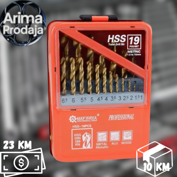 19-dijelni Set Borera 1–10 mm – Univerzalni Svrdla za Metal, Drvo i Plastiku