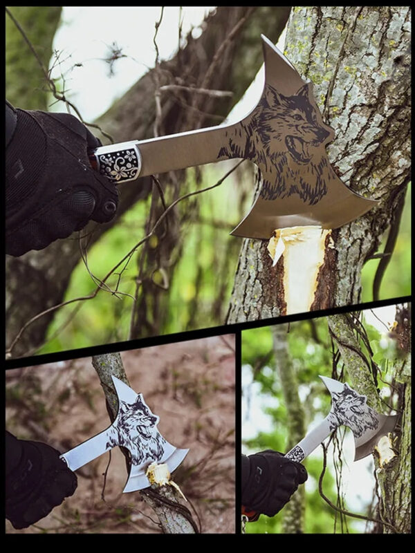 NordicForge™ Viking Sjekira – Masivna Outdoor Sjekira s Graviranom Oštricom