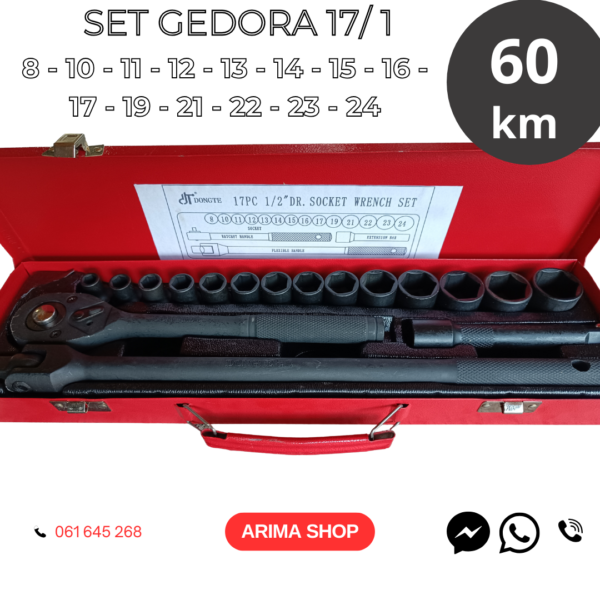 Set Kovanih Gedora 1/2" – 17 delova
