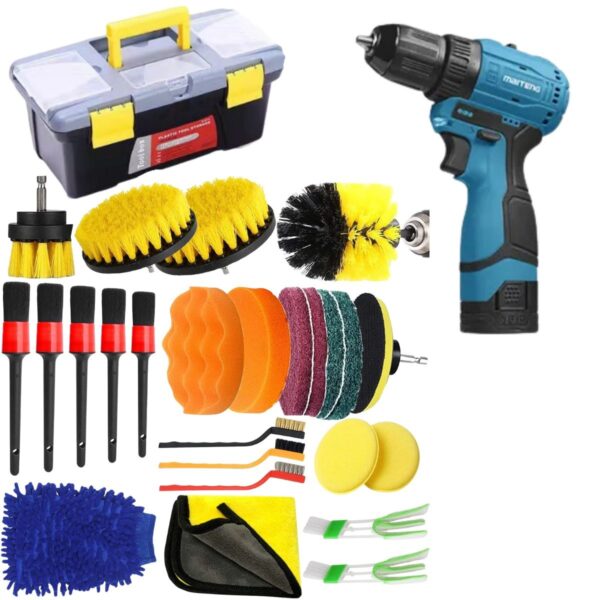 Profesionalni set četki i nastavaka za bušilicu – Detailing & dubinsko čišćenje (20+ dijelova)