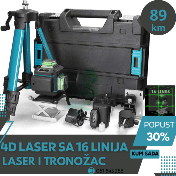 4D LASER SA 16 LINIJA + TRONOŽAC – MAKSIMALNA PRECIZNOST ZA SVAKI POSAO
