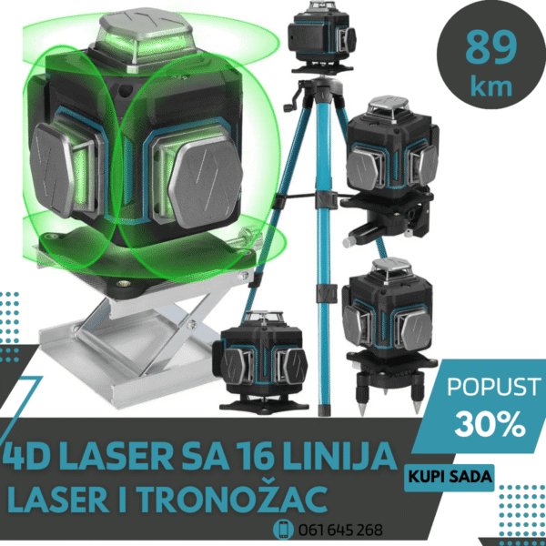 4D LASER SA 16 LINIJA + TRONOŽAC – MAKSIMALNA PRECIZNOST ZA SVAKI POSAO