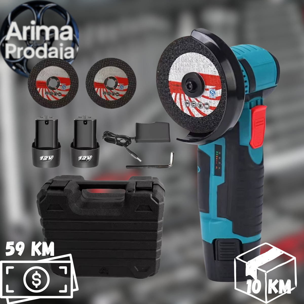 Bežična Mini Ugaona Brusilica 12V – Aku Fleksarica + Pribor i Kofer