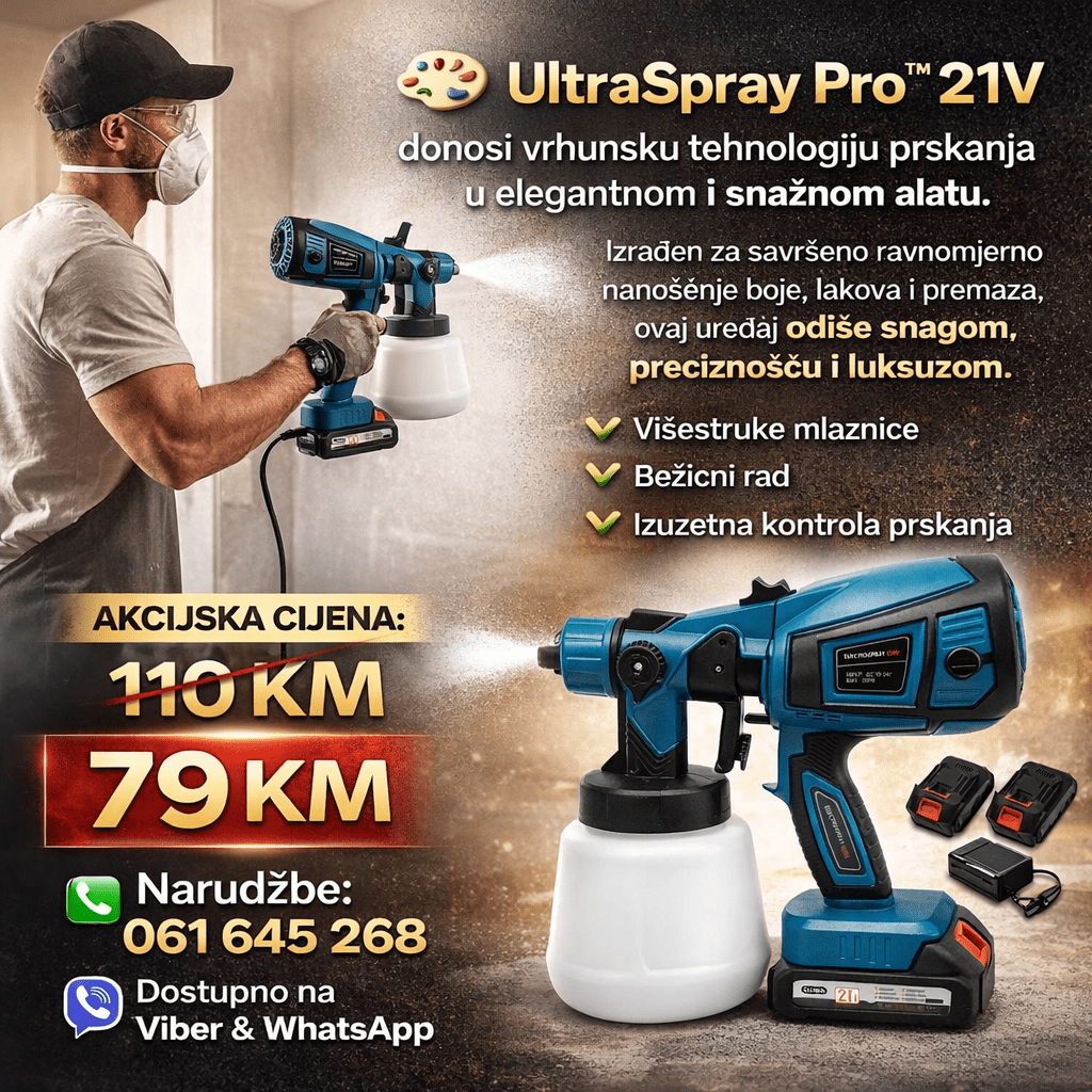UltraSpray Pro™ 21V Bežični Električni Pištolj za Farbanje – Premium Sistem za Precizno i Ravnomjerno Nanošenje Boje