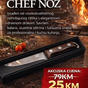 Premium Chef Nož s Drvenom Drškom – Kuhinjski Nož od Nehrđajućeg Čelika | Luksuzna Serija