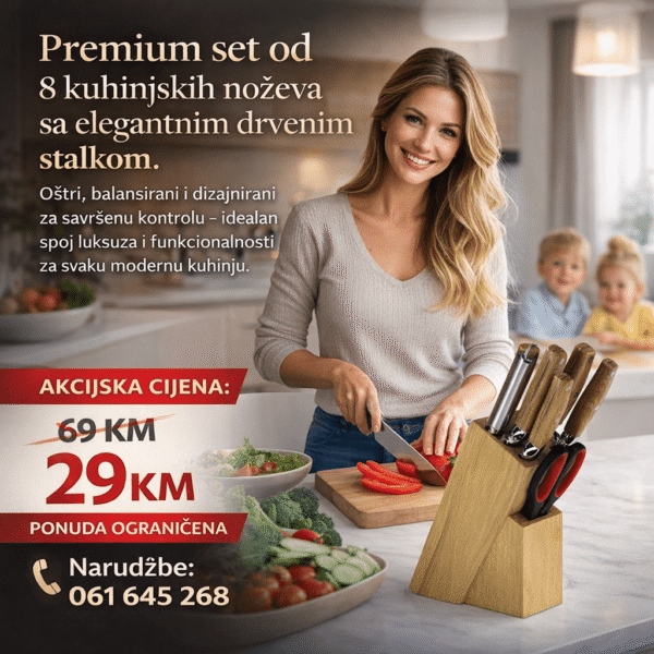 RoyalCut Elite Chef Set – 8-dijelni Premium Set Noževa sa Drvenim Stalkom