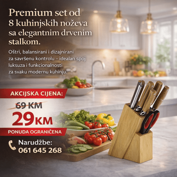 RoyalCut Elite Chef Set – 8-dijelni Premium Set Noževa sa Drvenim Stalkom
