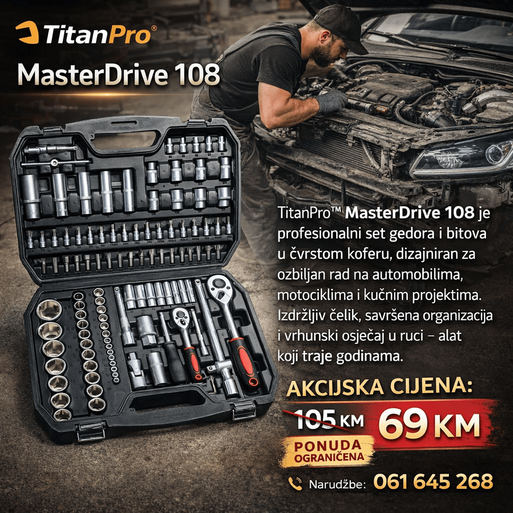 TitanPro™ MasterDrive 108 – Profesionalni Set Gedora i Bitova u Koferu