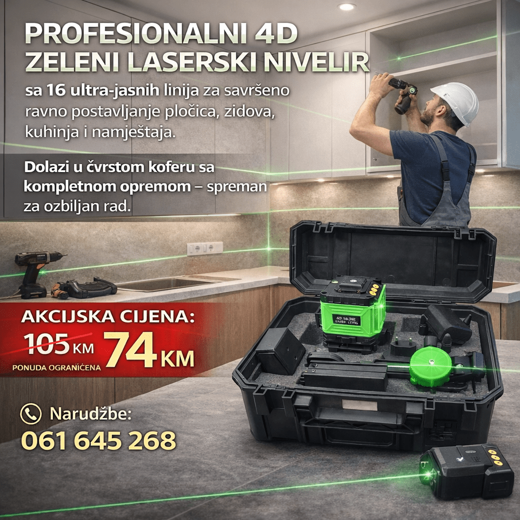 PROLEVEL X16 PRO – Profesionalni 4D Zeleni Laserski Nivelir (16 Linija) sa Koferom