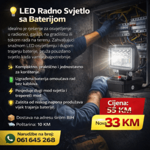 LED Radno Svjetlo sa Baterijom i Stativom | Jako Pomoćno Svjetlo